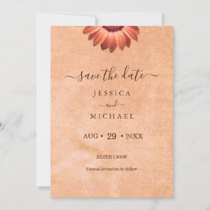 Flower Gerbera on Abstract peach Wedding Save The Date