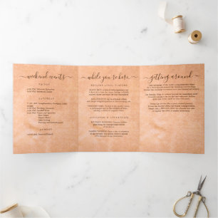 Flower Gerbera on Abstract peach Wedding Tri-Fold Program