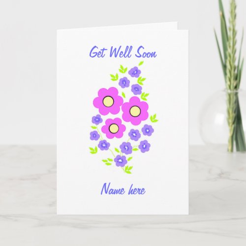 Flower Get Well Soon Card add name front