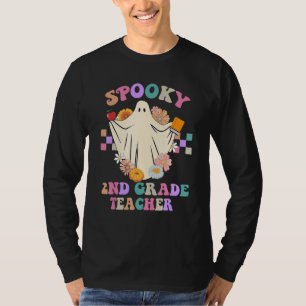 Flower Ghost Spooky 2nd Grade Teacher Halloween T-Shirt
