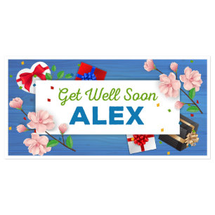 Flower Gift Get Well Soon Personalized Banner