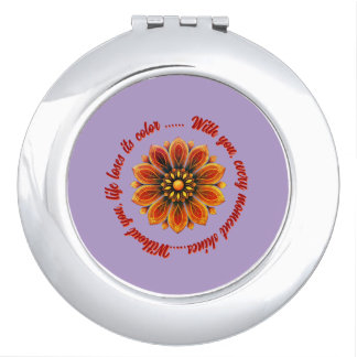FLOWER GIFT MOM DAUGHTER SISTER TEACHER FRIEND COMPACT MIRROR
