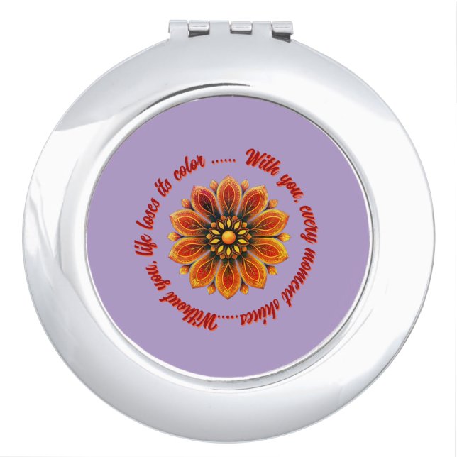 FLOWER GIFT MOM DAUGHTER SISTER TEACHER FRIEND COMPACT MIRROR (Front)