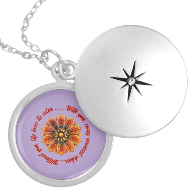 FLOWER GIFT MOM DAUGHTER SISTER TEACHER FRIEND LOCKET NECKLACE (Front)