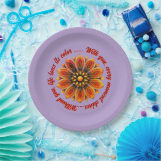 FLOWER GIFT MOM DAUGHTER SISTER TEACHER FRIEND PAPER PLATES