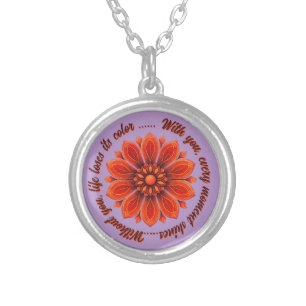 FLOWER GIFT MOM DAUGHTER SISTER TEACHER FRIEND SILVER PLATED NECKLACE