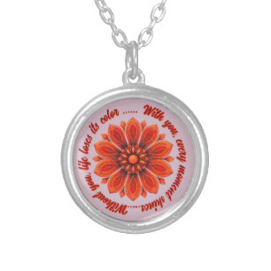 FLOWER GIFT MOM DAUGHTER SISTER TEACHER FRIEND SILVER PLATED NECKLACE