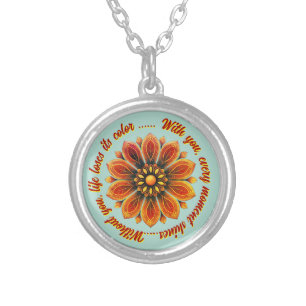 FLOWER GIFT MOM DAUGHTER SISTER TEACHER FRIEND SILVER PLATED NECKLACE