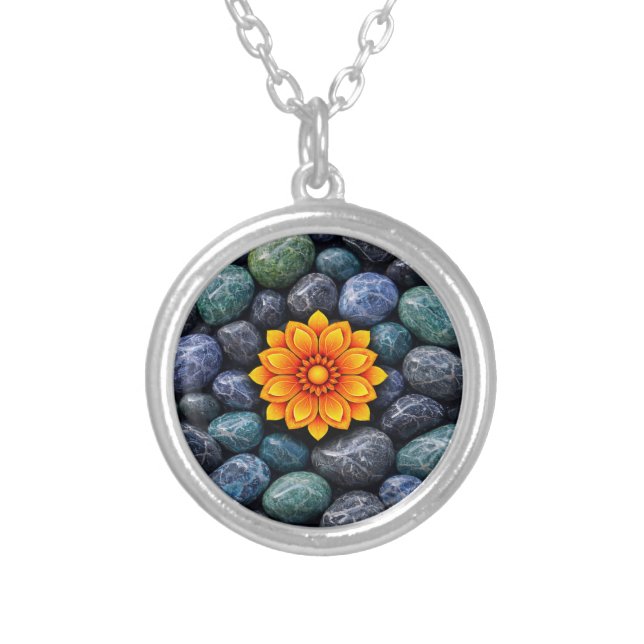 FLOWER GIFT MOM DAUGHTER SISTER TEACHER FRIEND SILVER PLATED NECKLACE (Front)