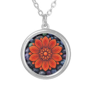 FLOWER GIFT MOM DAUGHTER SISTER TEACHER FRIEND SILVER PLATED NECKLACE