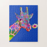 Flower Giraffe Jigsaw Puzzle<br><div class="desc">Have fun putting this puzzle together of a colorful giraffe with flower portrait. Makes for a great gift, too.</div>