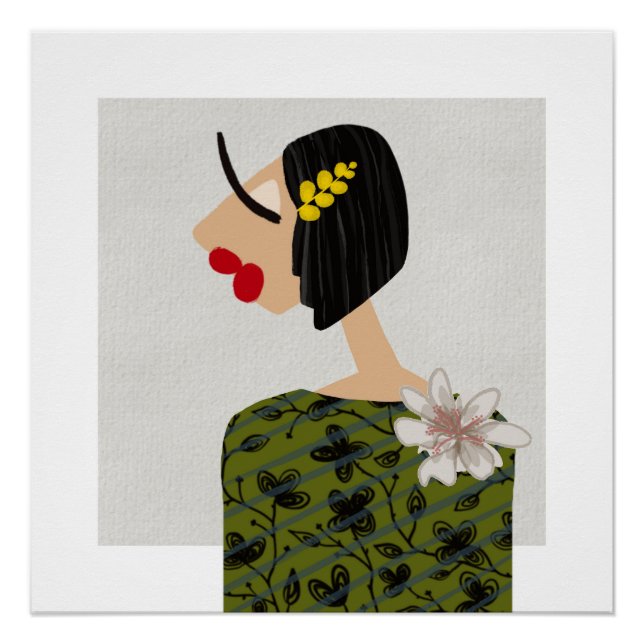 Flower Girl 2 Glam Fashion Illustration Art Poster (Front)