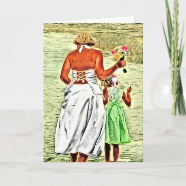 Flower Girl and Bride, Wedding Congratulations Card (Front)