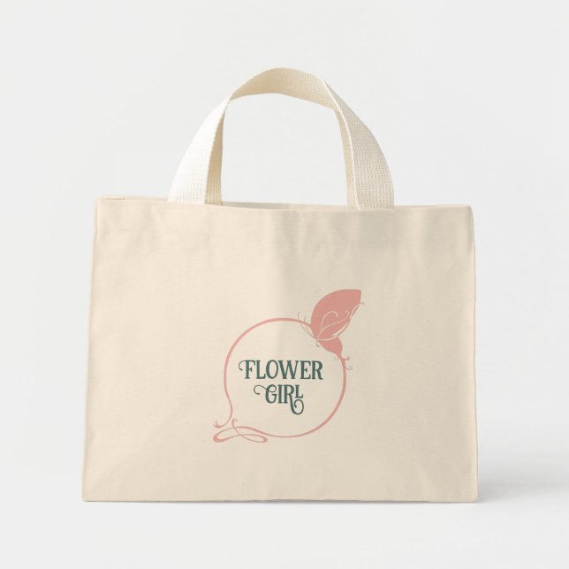 Flower Girl Art Nouveau Dusty Pink Butterfly Mini Tote Bag (Front)
