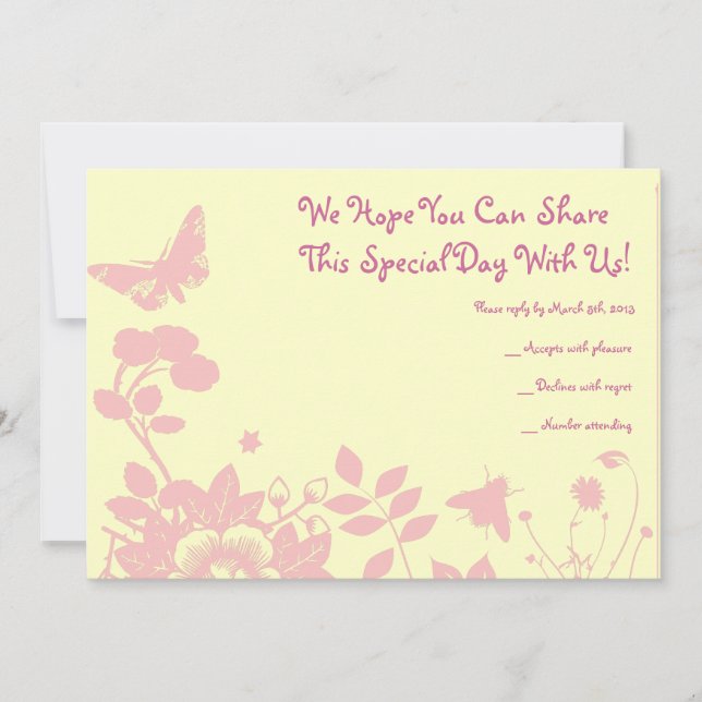 Flower Girl Bar Bat Mitzvah Invitation Reply Card (Front)