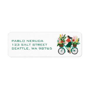 Flower Girl Bicycle Cute CUSTOM Mailing Address Label
