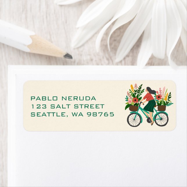 Flower Girl Bicycle Cute CUSTOM Mailing Address Label (Insitu)