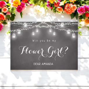 Flower Girl Black String Lights Chalkboard  Invitation