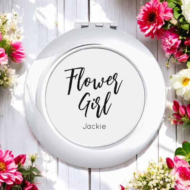 Flower Girl Black White Elegant compact mirror (Creator Uploaded)