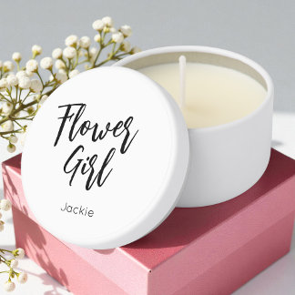 Flower Girl Black White Wedding Mini Candle Favors