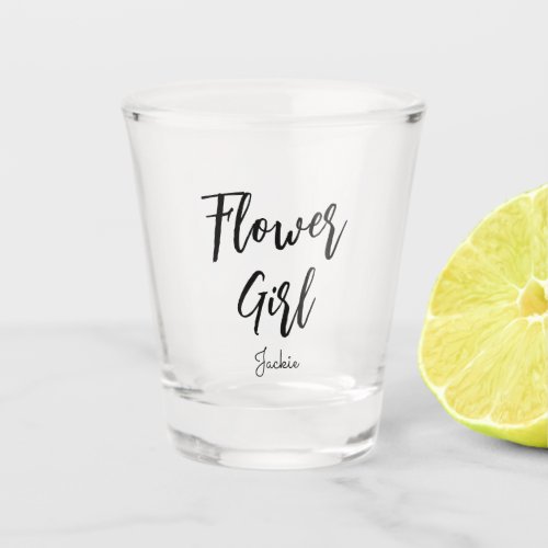 Flower Girl Black White Wedding Shot Glass