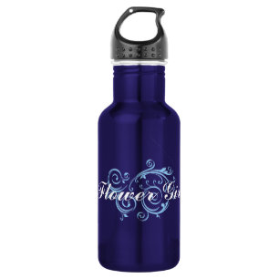 Flower Girl, Blue Scroll Stainless Steel Water Bottle