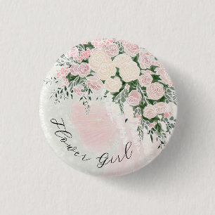 Flower girl Blush Bow Rose Wisteria Bouquet Button