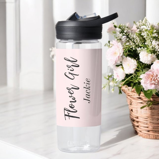 Flower Girl Blush Pink Bridal Shower Water Bottle (Creator Uploaded)