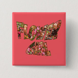 Flower Girl Bougainvillea Square Button