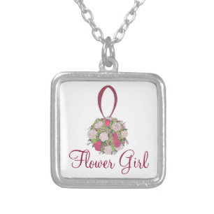 Flower Girl Bridal Party Bouquet Rose Necklace