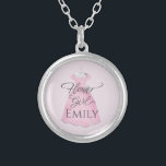 Flower Girl Bridal Party Gifts Wedding Cute Silver Plated Necklace<br><div class="desc">Pretty Flower Girl pink vintage wedding dress,  A beautiful Bridal Party Wedding gifts idea. Personalized cute thank you favor.  A delightful,  sweet way to say Thank you to your Flower girl with this personalized custom charm necklace.</div>