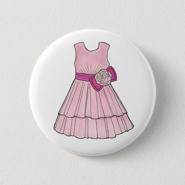 Flower Girl Bridal Pink Pageant Party Dress Style Button (Front)