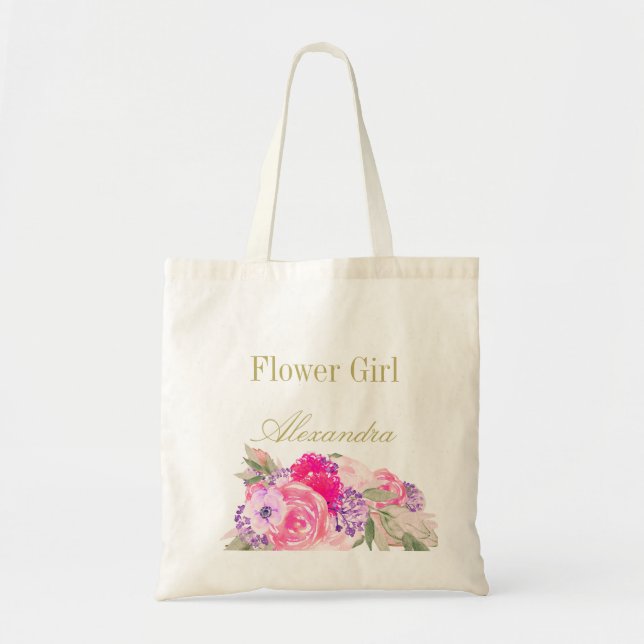 Flower Girl Bridesmaid  Floral Personal Tote Bag (Front)