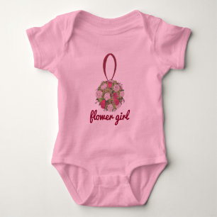 Flower Girl Bridesmaid Pink Rose Wedding Bouquet Baby Bodysuit