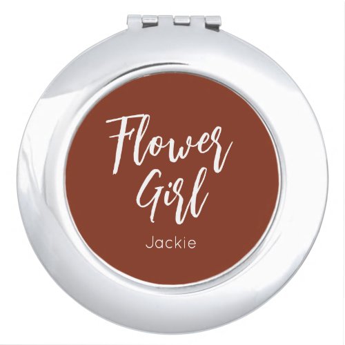 Flower Girl Brown White Terracotta compact mirror