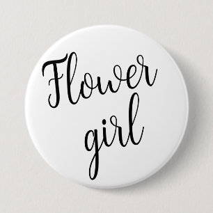 Flower Girl Button – Black Script Design