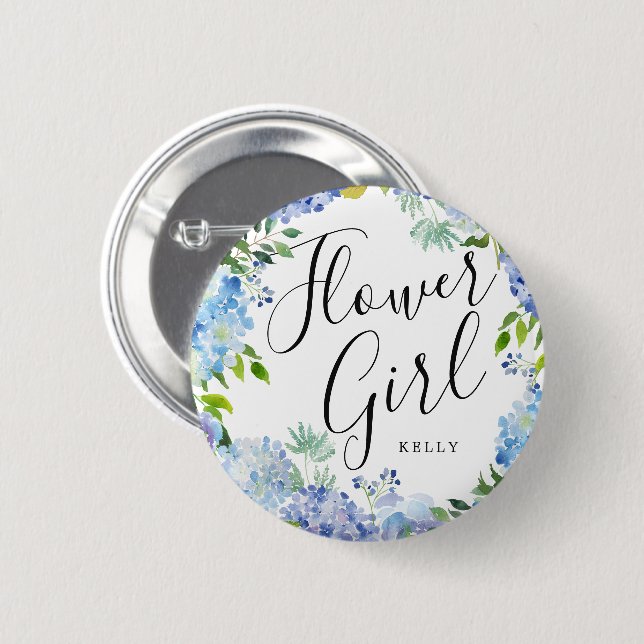 Flower Girl Carolina Bloom Custom Wedding Button (Front & Back)
