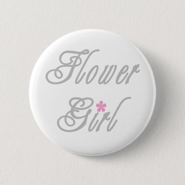 Flower Girl Classy Grays Button (Front)