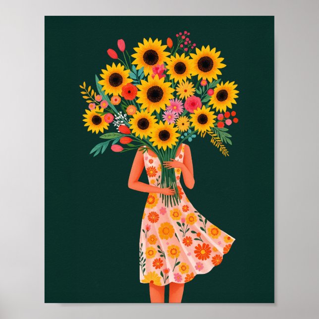 Flower Girl Colorful Art Print (Front)