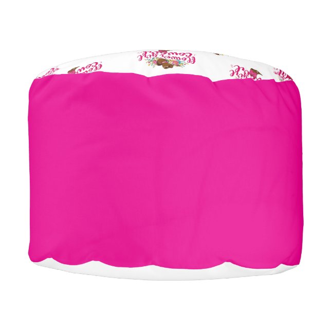 Flower Girl Cowgirl Round Pouf (Front)