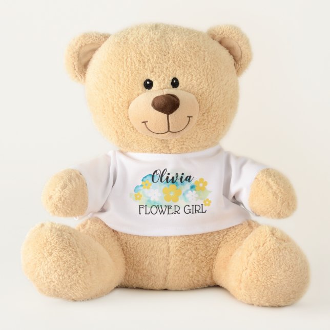 Flower Girl | Custom Name Plush Teddy Bear (Front)
