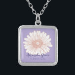 Flower Girl Daisy Personalized Purple Silver Plated Necklace<br><div class="desc">It makes it a perfect gift for a flower girl. Email me at JMR_Designs@yahoo.com if you need assistance or have any special requests.</div>