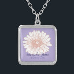 Flower Girl Daisy Personalized Purple Silver Plated Necklace<br><div class="desc">It makes it a perfect gift for a flower girl. Email me at JMR_Designs@yahoo.com if you need assistance or have any special requests.</div>