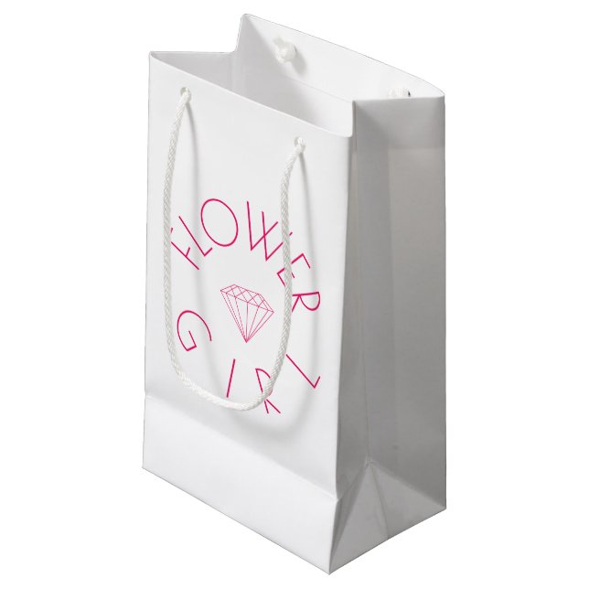 Flower Girl Diamond Pink Small Gift Bag (Front Angled)