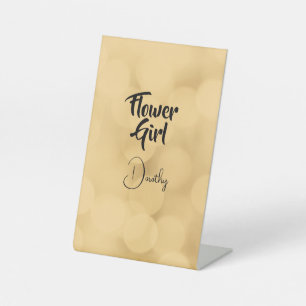 Flower Girl - editable text on gold Pedestal Sign