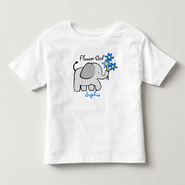 Flower Girl Elephant with Pink Flowers Toddler T-shirt (Front)