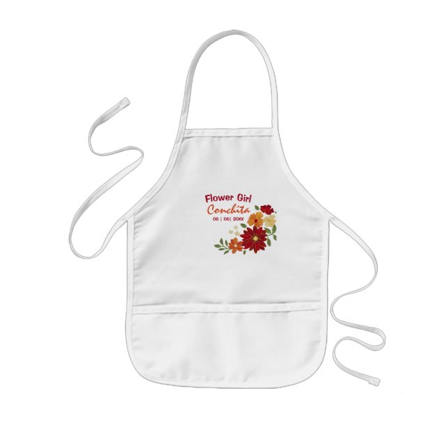 Flower Girl Floral Deep Orange, Yellow tones Kids' Apron (Front)