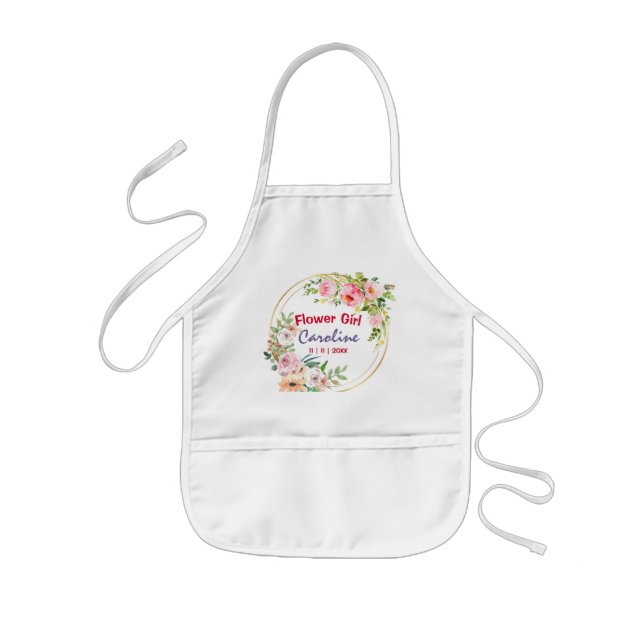 Flower Girl Floral Pink Roses Kids' Apron (Front)