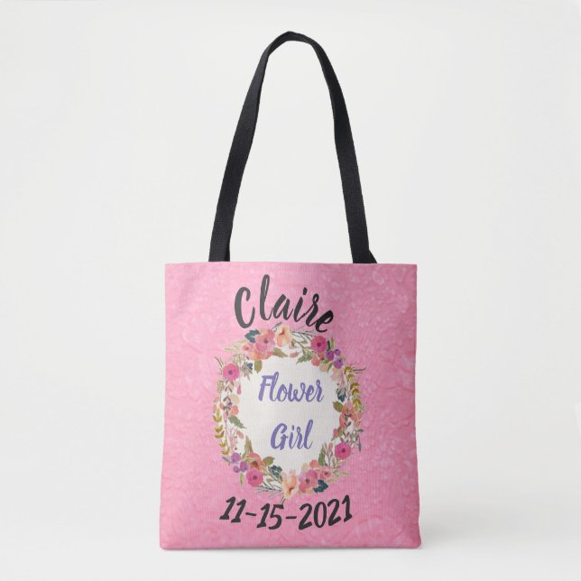 Flower Girl Floral Wreath Design Tote Bag (Front)
