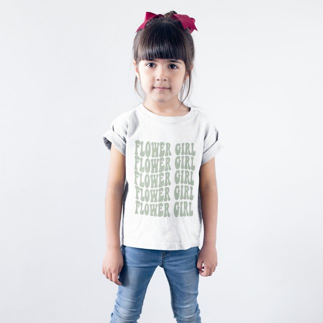 Flower Girl Gift Sage Green Matching Bridal Party T-Shirt (Creator Uploaded)